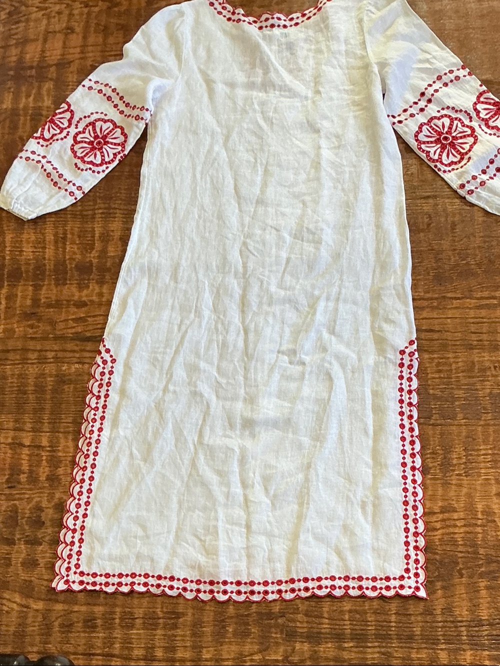 J. Crew White Linen Dress with Red Embroidery - Picture 8 of 11